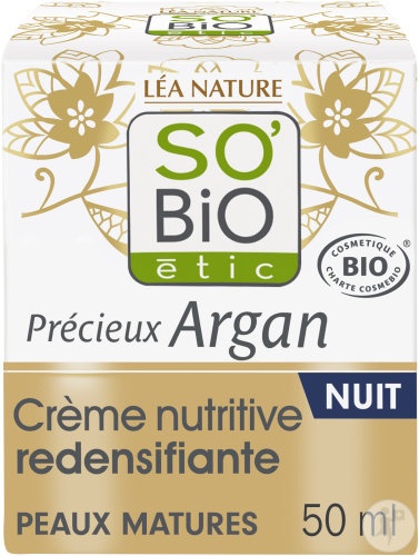 So'Bio Étic Précieux Argan Crema Nutritivă Redensifiantă De Noapte Pentru Ten Matur Bio Tub 50ml - Img 1