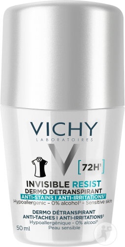 Vichy Invisible Resist Dermo-Transpirant 72h Anti-Pete Anti-Iritații Roll-On 50ml - Img 1