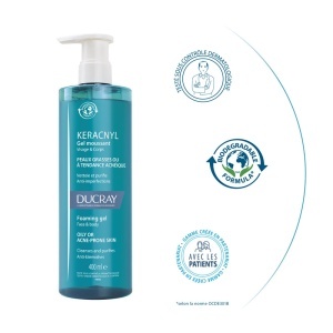 Ducray Keracnyl Gel Spumant De Curățare Pentru Piele Grasă Cu Tendință Acneică 400ml - Img 3
