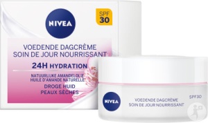 Nivea Cremă De Zi Hrănitoare 24h Hidratare SPF30 Cu Ulei De Migdale Naturale Piele Uscată 50ml