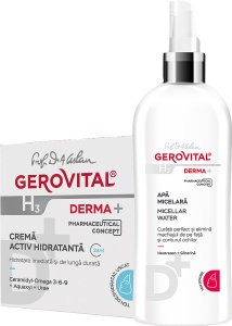 Pachet Mix&Match Gerovital H3 Derma+ Cremă Activ Hidratantă 24h + Gerovital H3 Derma+ Apa Micelară