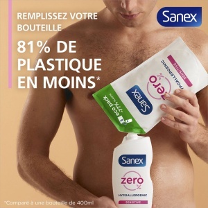 Sanex Zero% Recharge Gel Duș Piele Sensibilă 500ml - Img 2