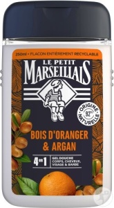 Le Petit Marseillais Gel De Duș Energizant 4 În 1 Cu Lemn De Portocal Și Ulei De Argan Pentru Corp Față Păr Și Barbă 250ml