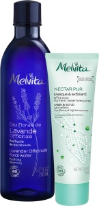 Pachet Mix&Match Melvita Apă Florală De Lavandă + Nectar Pur Mască Și Exfoliant Bio