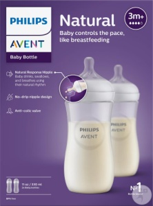Philips Avent Natural Response Biberon 330ml +3 Luni Debit 4 Cu Tetină 2 Bucăți (SCY906/02)
