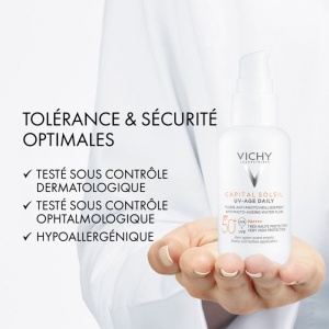 Vichy Capital Soleil UV-Age Daily Fluid Anti-Fotoîmbătrânire SPF50+ Flacon Cu Pompiță 40ml - Img 6