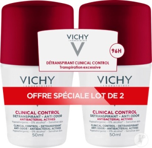 Vichy Clinical Control Deodorant 96h Anti-Miros Transpirație Excesivă Piele Sensibilă 2x50ml