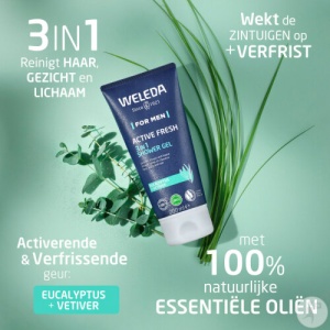 Weleda Men Active Fresh Gel De Duș 3în1 Bio Pentru Față/Corp/Păr 200ml - Img 2