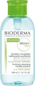 Bioderma Sébium H2O Apă Micelară Demachiantă Curățare Ten Mixt/Gras Pompă Inversată 500ml