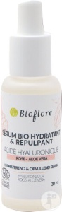 Bioflore Ser Hidratant Și Repulpant Bio Cu Trandafir De Damasc, Fără Apă Adăugată, Acid Hialuronic 2% 30ml