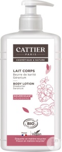 Cattier Lapte De Corp Hrănitor Cu Unt De Shea Și Mușcată Bio Flacon Cu Pompiță 500ml