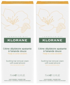 Pachet Klorane Cremă Depilatoare Calmant[ Cu Migdale Dulci Față Și Zone Sensibile 2x75ml