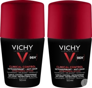 Vichy Homme Clinical Control 96H Deodorant Roll-On Antiperspirant Pentru Bărbați Pachet 2x50ml