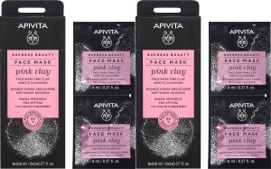 Pachet Apivita Express Beauty Mască Facială Delicată Cu Argilă Roz 4x8ml