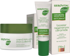 Pachet Mix&Match Gerovital Plant Cremă Hidra-Activă Shot Cu Electroliți + Booster Regenerare Ceramide