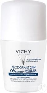 Vichy Deodorant 24h Fără Alcool Uscare Rapidă Pentru Piele Sensibilă Roll-On 50ml