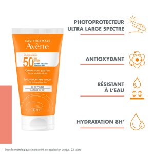 Avène Crema De Protecție Solară Fără Parfum SPF50+ Finish Invizibil Piele Sensibilă Și Uscată Tub 50ml - Img 4