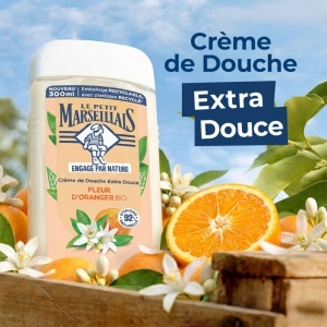 Le Petit Marseillais Extra Doux Cremă De Duș Cu Flori De Portocal Bio Pentru Toate Tipurile De Piele 300ml - Img 3