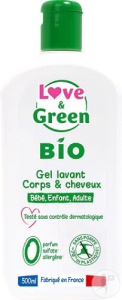 Love&Green Gel De Duș Corp Și Păr Fără Parfum Fără Sulfați Bio Flacon 500ml