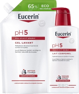 Pachet Mix&Match Eucerin pH5 Gel De Curățare Rezervă + pH5 Lapte Corporal 5% Dexpantenol