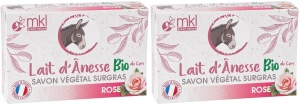 Pachet MKL Green Nature Săpun Vegetal Ultra Hrănitor Cu Lapte De Măgăriță Bio Aromă Trandafiri 2x100g
