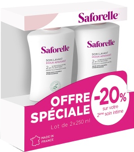 Saforelle Îngrijire Delicată Igienă Intimă Piele Sensibilă Și Iritată Duopack 2x250ml - Img 2
