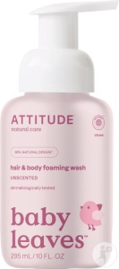 Attitude Baby Leaves Spumant De Curățare Pentru Păr Și Corp Pentru Bebeluși Fără Miros 295ml