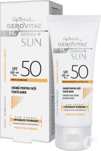 Gerovital H3 Derma+ Sun Cremă Față SPF50 Tentă Aurie 50ml