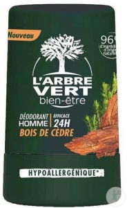 L'Arbre Vert Deodorant Roll-On Bărbați Cedru Lemn 50ml