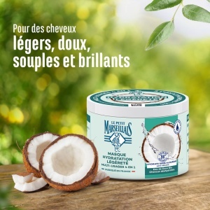 Le Petit Marseillais Mască De Păr 4 În 1 Hidratantă Cu Apă De Cocos Bio Și Ulei De Avocado Pentru Păr Uscat Și Tern 370ml - Img 4