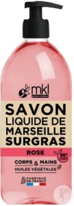 MKL Green Nature Săpun Lichid Marseille Ultra Hrănitor Cu Trandafir Corp/Mâini Flacon Cu Pompă 1l