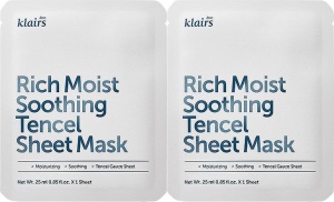 Pachet Klairs Rich Moist Mască De Față Calmantă Din Foaie De Tencel 2 Bucăți