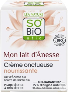 So’Bio Étic Cremă Grasă Nutritivă Cu Lapte De Măgăriță Pentru Piele Uscată Și Foarte Uscată 50ml