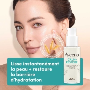 Aveeno Calm+ Restore Ser Cu Triplu Extract De Ovăz Fără Parfum Pentru Piele Sensibilă 30ml - Img 2