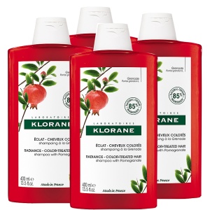 Pachet 3+1 Klorane Șampon Cu Efect De Strălucire Cu Extract De Rodie Păr Colorat 4x400ml