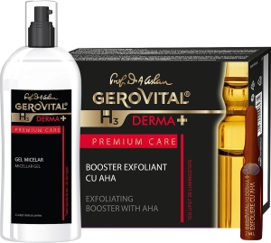 Pachet Mix&Match Gerovital H3 Derma+ Premium Care Gel Micelar + Gerovital H3 Derma+ Premium Care Booster Exfoliant Cu AHA