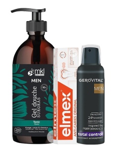 Pachet Mix&Match Igienă MKL Green Nature Gel De Duș Bărbați + Elmex Pastă Dinți + Gerovital Men Deodorant Antiperspirant 3 Produse