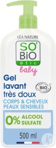 So'Bio Étic Baby Gel De Curățare Foarte Delicat Aloe Vera & Mușețel Corp/Păr Piele Sensibilă Bio 500ml