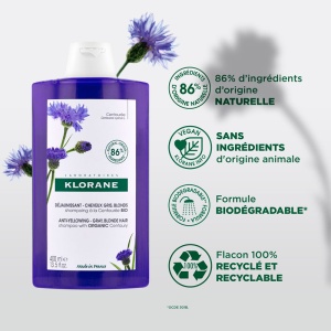 Klorane Șampon Anti-Îngălbenire Cu Albăstrea Bio Păr Gri Sau Blond 400ml - Img 5