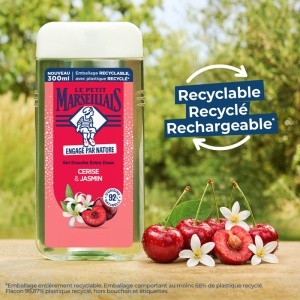 Le Petit Marseillais Extra Doux Gel De Duș Cu Cireșe Și Iasomie Pentru Toate Tipurile De Piele 250ml - Img 4