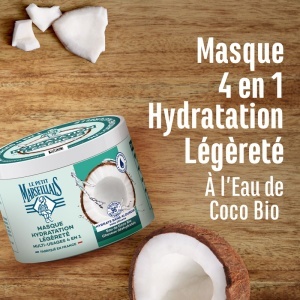 Le Petit Marseillais Mască De Păr 4 În 1 Hidratantă Cu Apă De Cocos Bio Și Ulei De Avocado Pentru Păr Uscat Și Tern 370ml - Img 2
