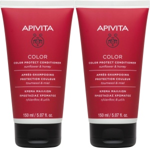 Pachet Apivita Balsam De Păr Protecție Culoare Păr Vopsit Floarea Soarelui-Miere 2x150ml