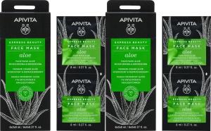 Pachet Apivita Express Beauty Aloe Mască Facială Hidratantă Și Revigorantă 4x8ml