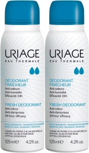 Pachet Uriage Deodorant Prospețime Anti-Mirosuri Anti-Umiditate Piele Sensibilă 2x125ml