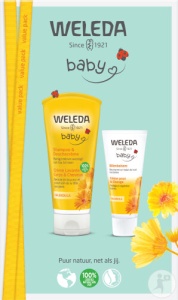 Weleda Bébé Set Calendula Bebeluși Șampon Gel Duș + Cremă Scutec 1 Bucată