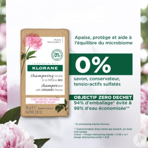 Klorane Șampon Solid Cu Bujor Scalp Sensibil Bio 80g - Img 2