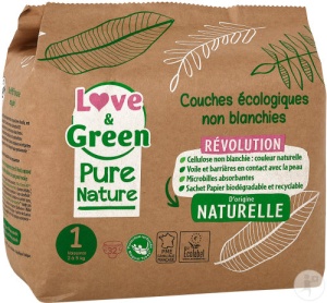 Love&Green Scutece Ecologice Și Hipoalergenice Nealbite Mărimea 1 32 Bucăți