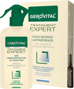 Pachet Mix&Match Gerovital Tratament Expert Fiole Intensiv Antimătreață + Ser Termoprotector