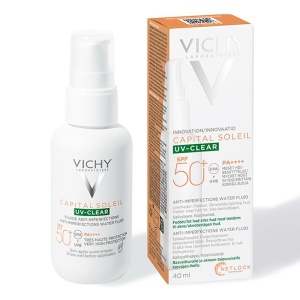 Vichy Capital Soleil UV‑Clear Fluid Anti‑Imperfecțiuni SPF50+ Flacon Cu Pompiță 40ml - Img 2
