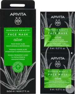 Apivita Express Beauty Mască Hidratantă Și Răcoritoare Cu Aloe Pentru Față 2x8ml